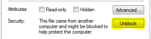 Unblock file downloaded from Internet