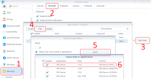 Open Firewall Synology for VPN